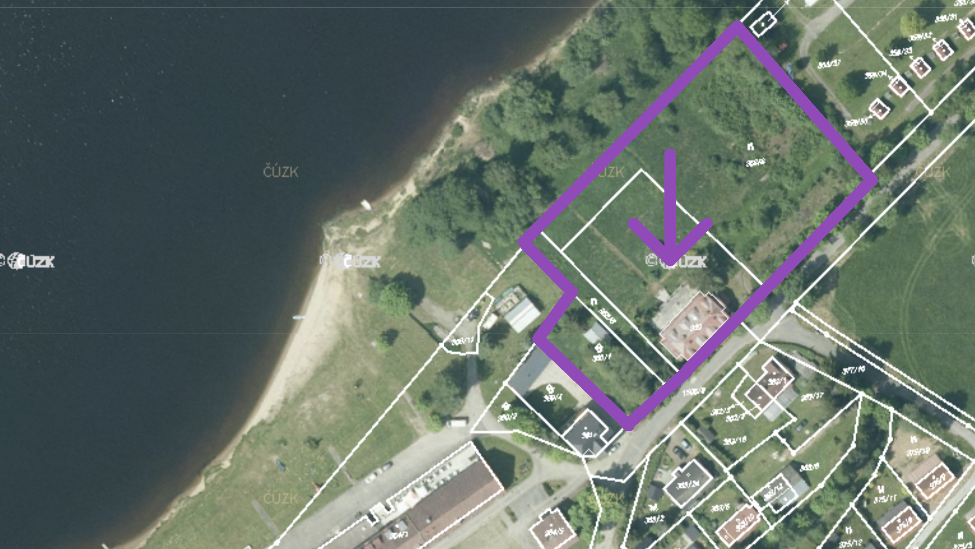 Současné katastrální údaje - parcela č. 359/6 na adrese Blížná 16, Černá v Pošumaví. Zdroj: ČÚZK